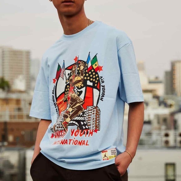 Nike Jordan x Maison Chateau Rouge T-shirt 22SU-S DO4091-447 size L Blue - Picture 1 of 7